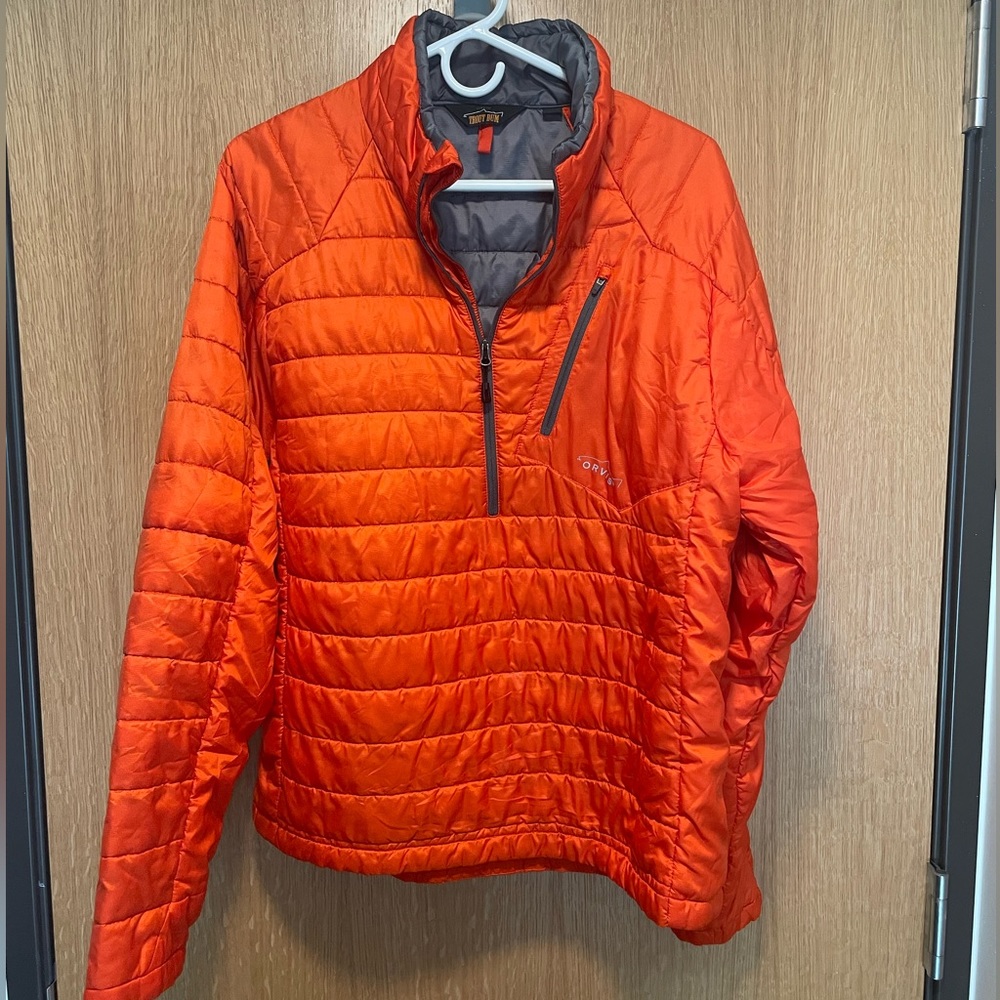 Orvis quarter zip puffer jacket orange medium men’s
